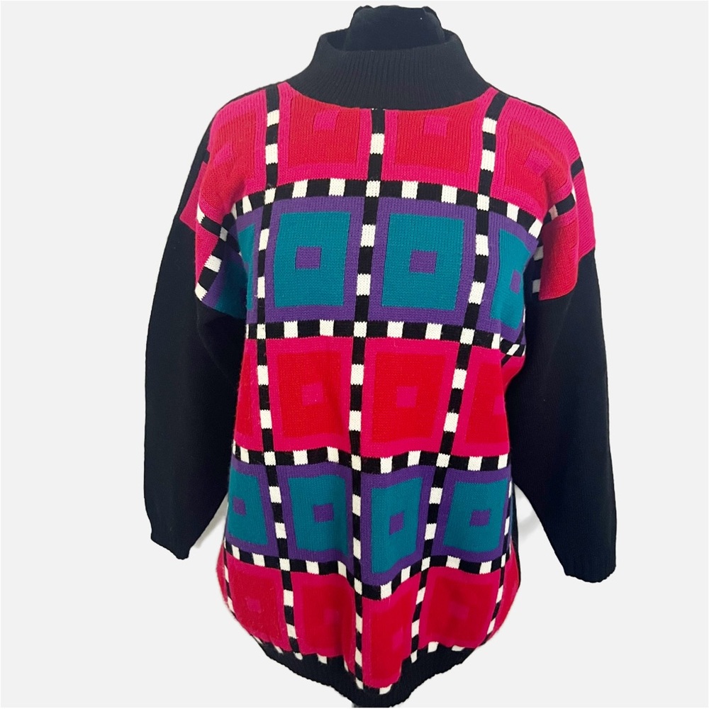 😻VTG Oversized Color Block Sweater